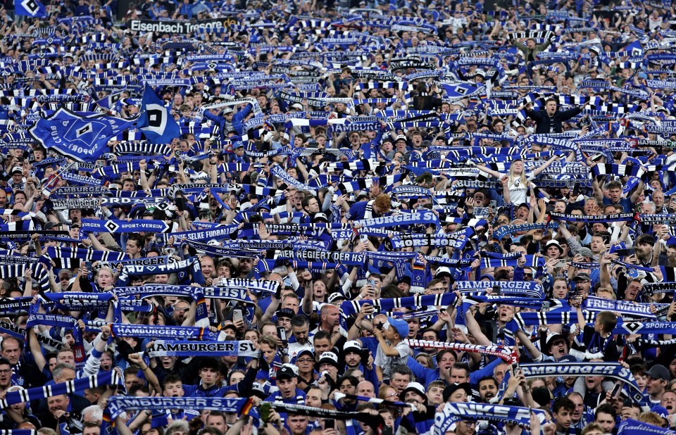 Hamburg soccer fans celebrating their team's promotion.