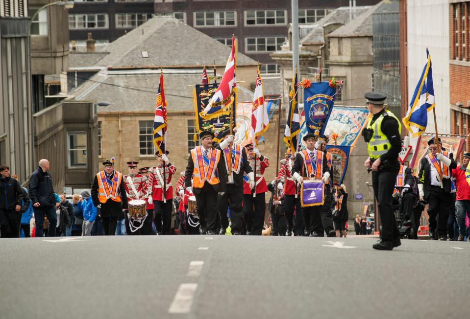 Orange Order members marching in Glasgow.