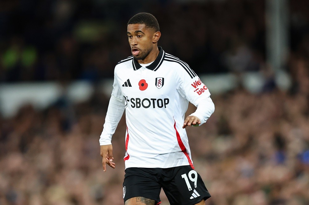 LIVERPOOL, ENGLAND: Reiss Nelson of Fulham during the Premier League match between Everton FC and Fulham FC at Goodison Park on October 26, 2024. (Photo by Matt McNulty/Getty Images)