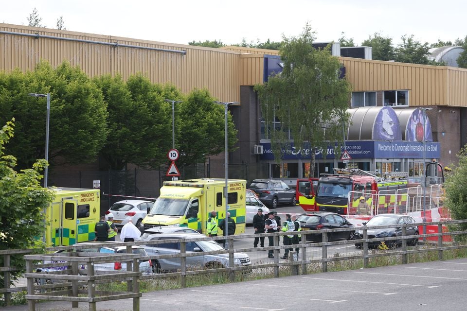 Emergency Services at the scene of an ongoing incident at Dundonald Ice Bowl, Thursday, May 22, 2025.  (Photo by Peter Morrison)