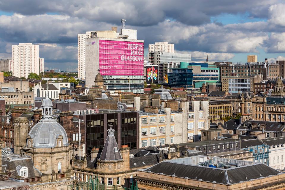 View of Glasgow city center from the Lighthouse Tower.