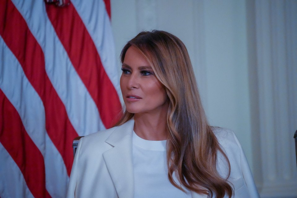 Melania Trump at a White House ceremony unveiling a postage stamp.