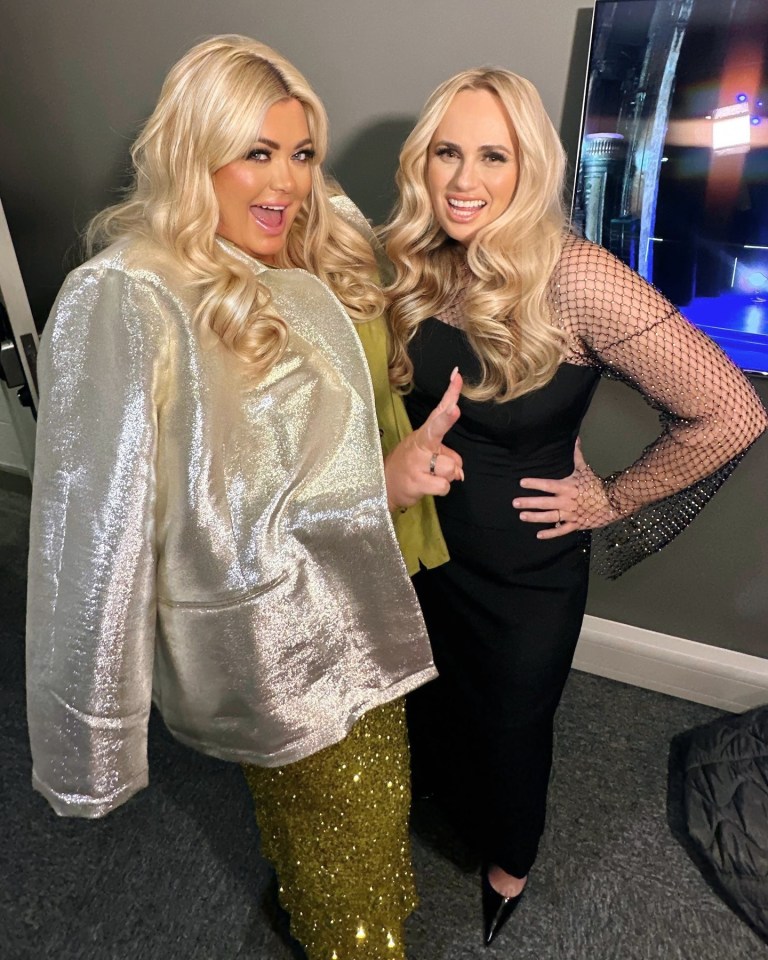 Gemma Collins and Rebel Wilson posing together backstage.