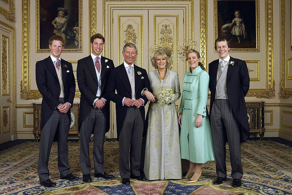 prince charles and the duchess of cornwall, camilla parker bowles pose with their children