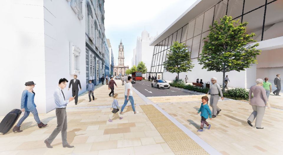 Illustration of redeveloped George Square in Glasgow.
