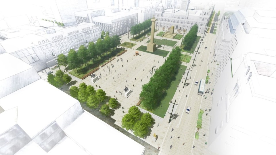 Illustration of George Square redevelopment plans in Glasgow.