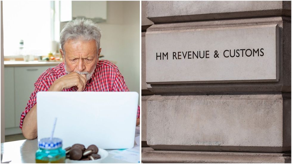 HMRC and pensioner at laptop