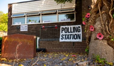 A polling station in Runcorn, north-west England