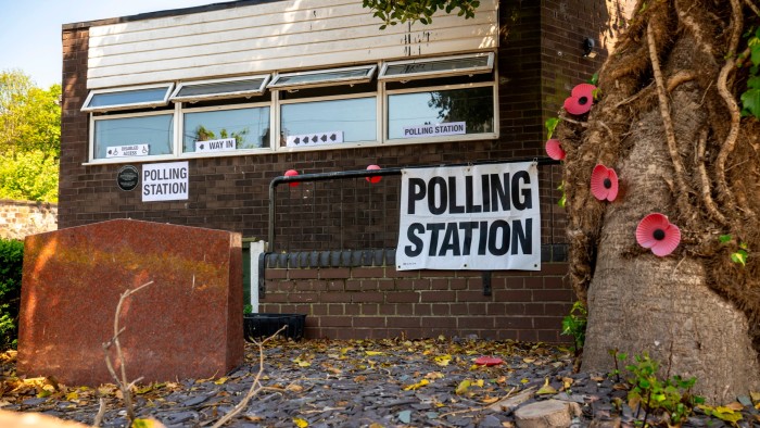 A polling station in Runcorn, north-west England