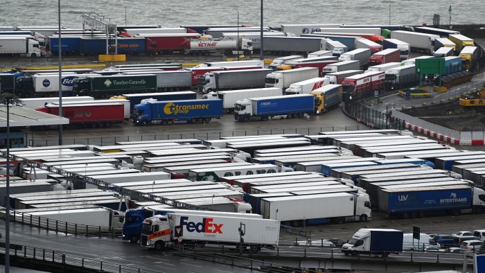 Freight trucks queue up at Dover Port