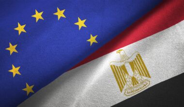 Egypt and European Union two flags together realations textile cloth fabric texture