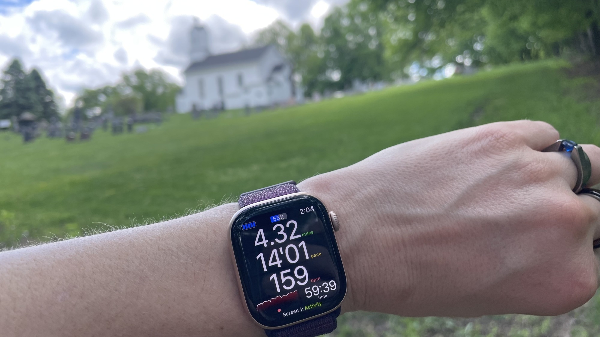 Watch showing various metrics during a run