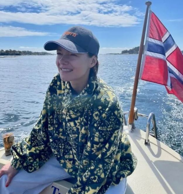 Kara Tointon on a boat in Scandinavia.