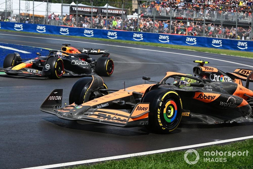 Lando Norris, McLaren MCL38, Max Verstappen, Red Bull Racing RB20