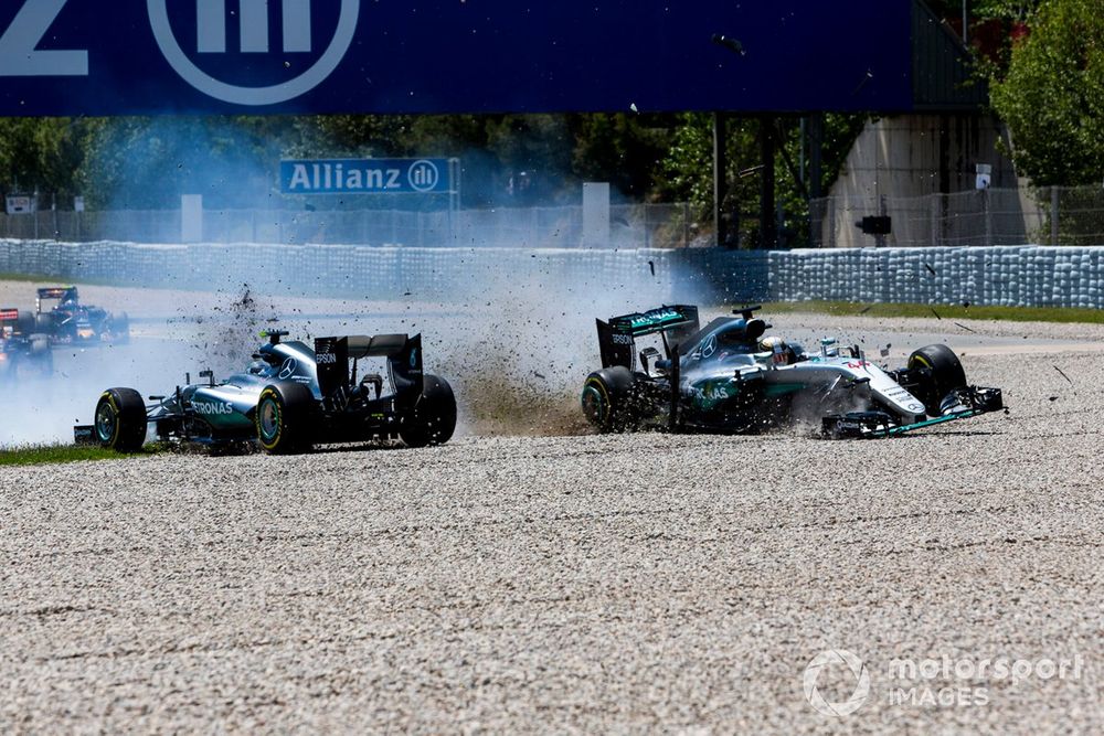 Hamilton and Rosberg colliding on the opening lap split opinions in the paddock to who was at fault