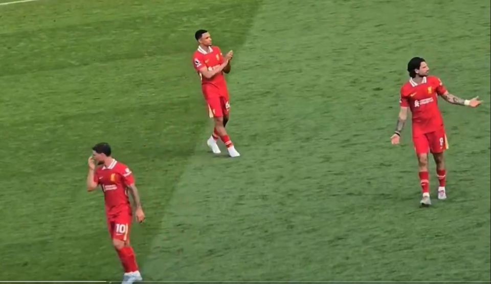 Szoboszlai could be seen gesturing towards the Liverpool fans in a clear sign he was unhappy by the boos