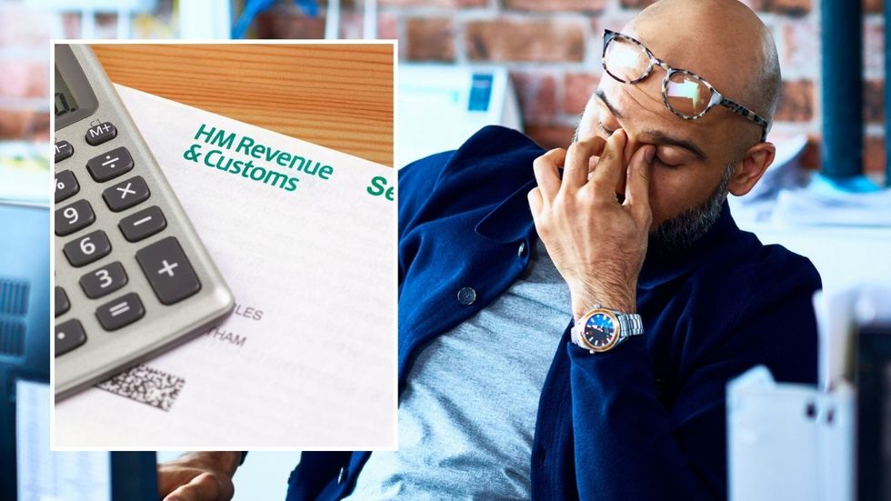 Man looking stressed and HMRC letter