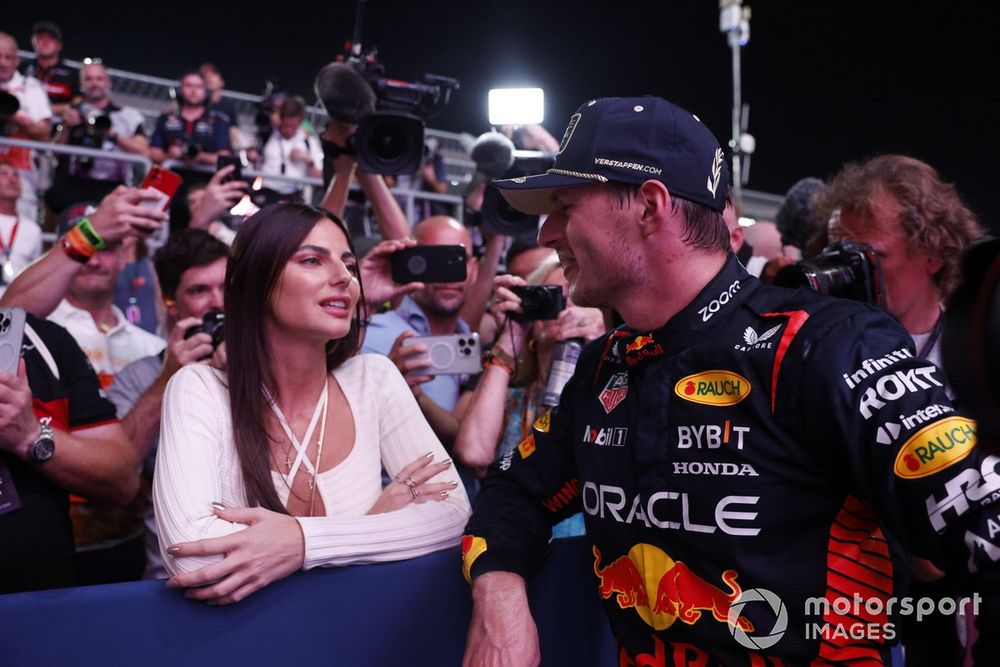 Max Verstappen, Red Bull Racing, with Kelly Piquet in Parc Ferme