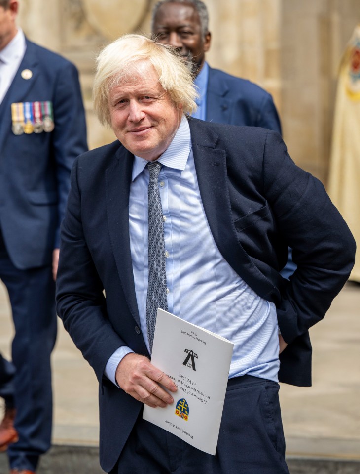 Boris Johnson at a VE Day service.