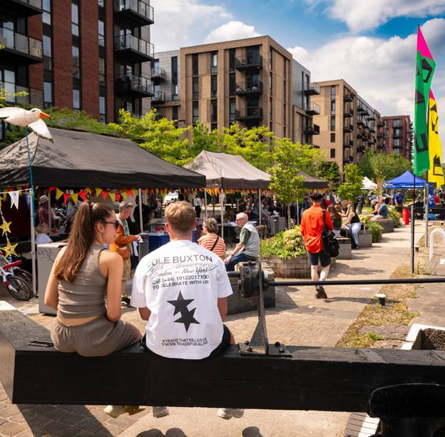 middlewood locks fest people sat on lock with tents in background