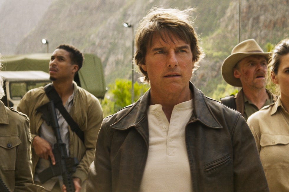 tom cruise plays ethan hunt, pom klementieff plays paris, greg tarzan davis plays degas, simon pegg plays benji dunn and hayley atwell plays grace, mission impossible 8 final reckoning