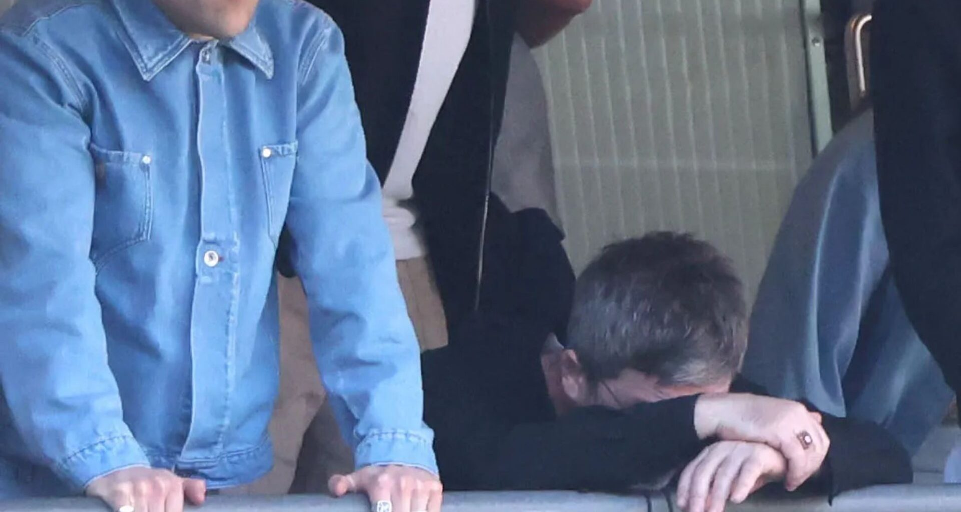 Oasis' Noel Gallagher looks miserable as he watches Man City lose with daughter Anais and her famous boyfriend