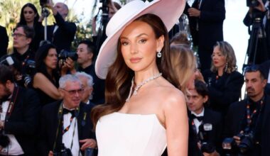 Michelle Keegan looks stunning on the Cannes red carpet as she leads stars in striking white hat