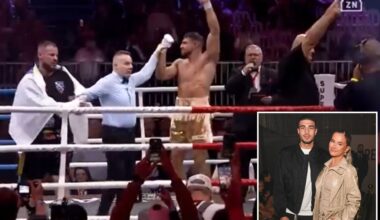 Tommy Fury dedicates win to 'my sweetheart' Molly-Mae after making emotional boxing return following 18-month layoff