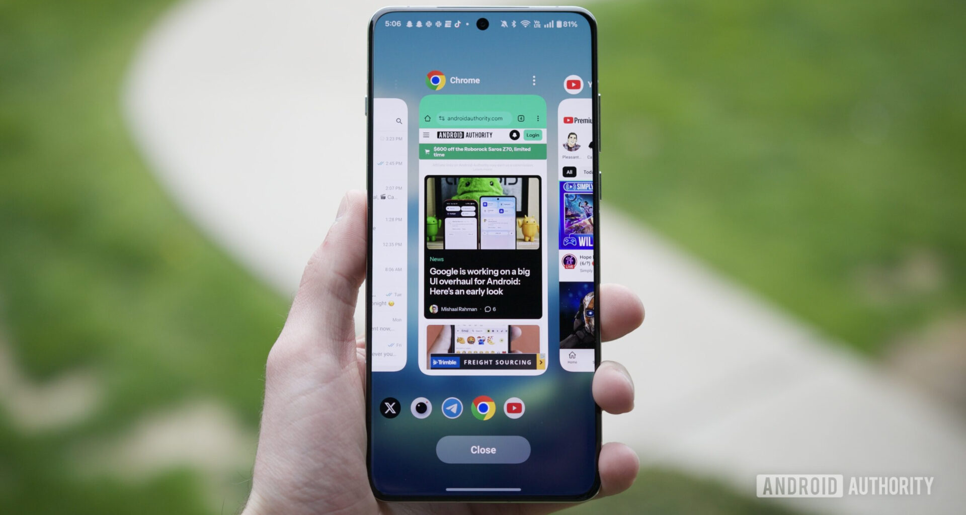 Recent apps page on a OnePlus phone.