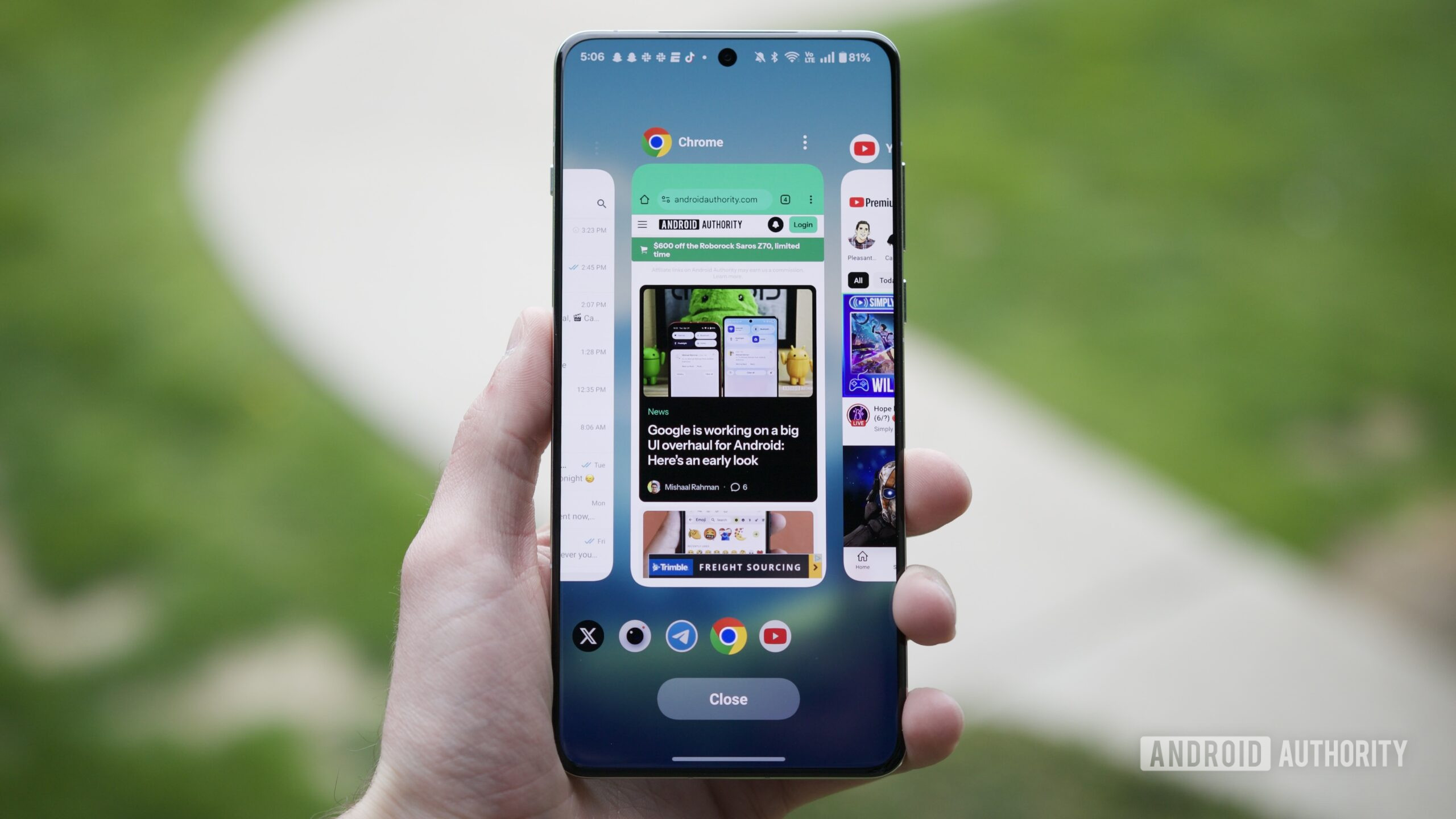 Recent apps page on a OnePlus phone.