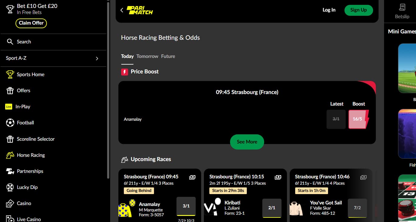parimatch horse free bets