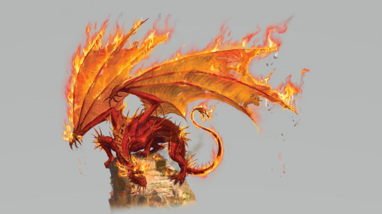 Paizo art of a cinder archdragon, as seen in Pathfinder book Lost Omens: Draconic Codex
