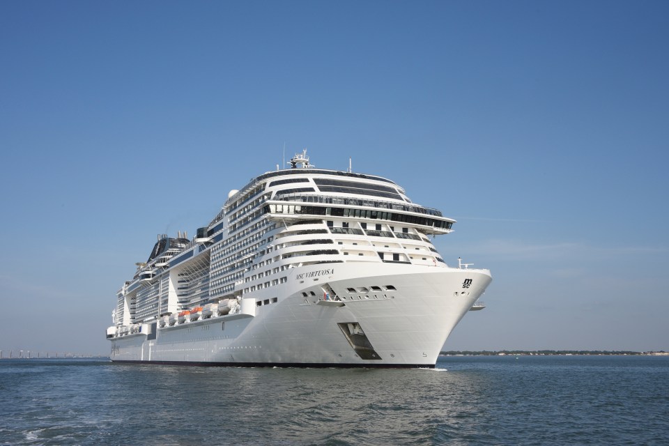 MSC Virtuosa cruise ship at sea.