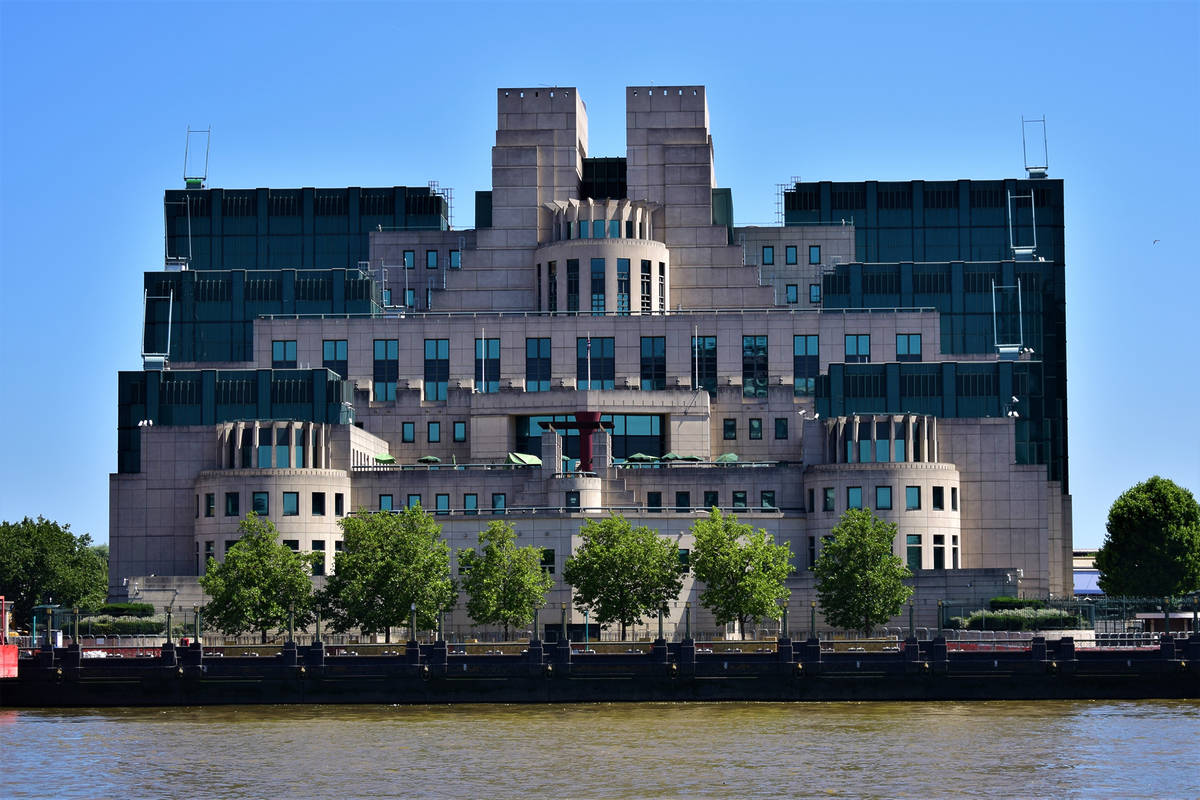 Exterior to the SIS Building on the Thames in London.