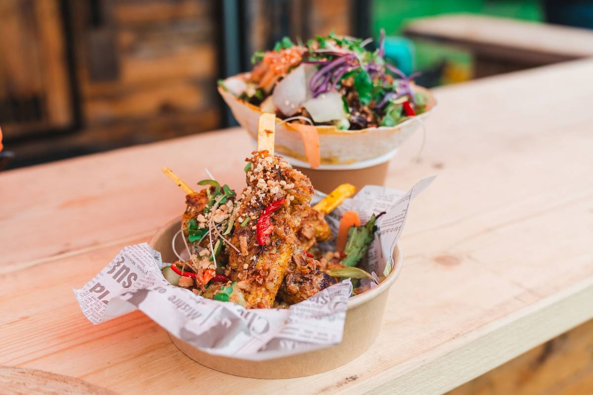 pots of asian fusion food at south manchester food festival