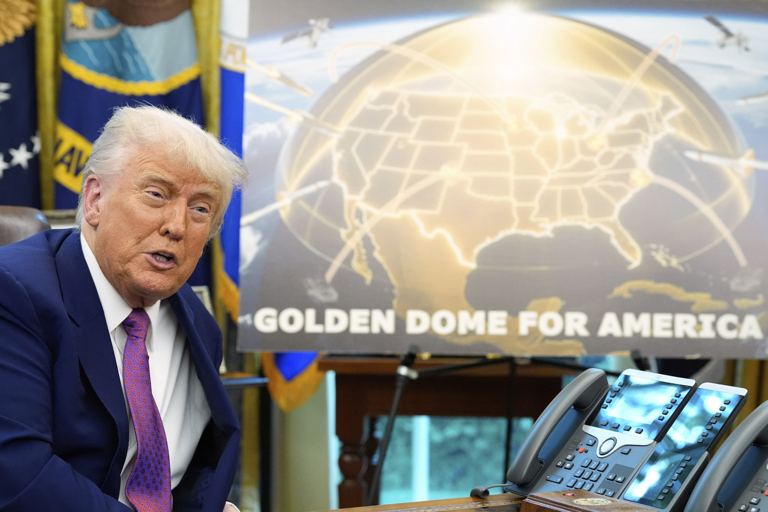 President Donald Trump speaks in Oval Office