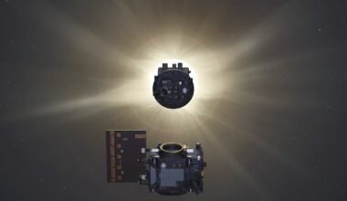 An artist's concept of Proba-3 eclipsing the Sun.