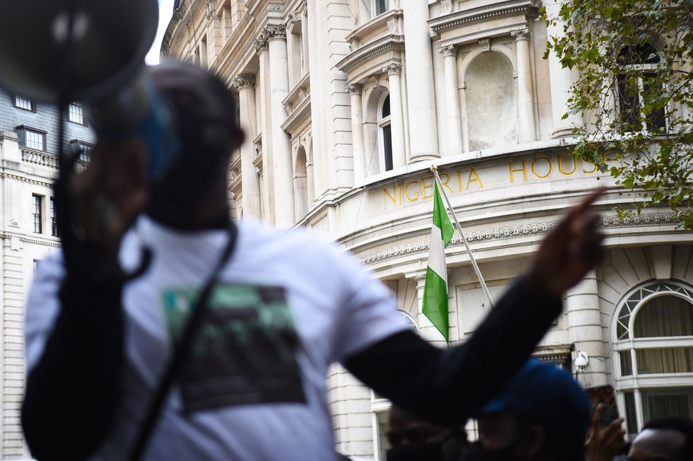 Protests outside the Nigerian High Commission in London