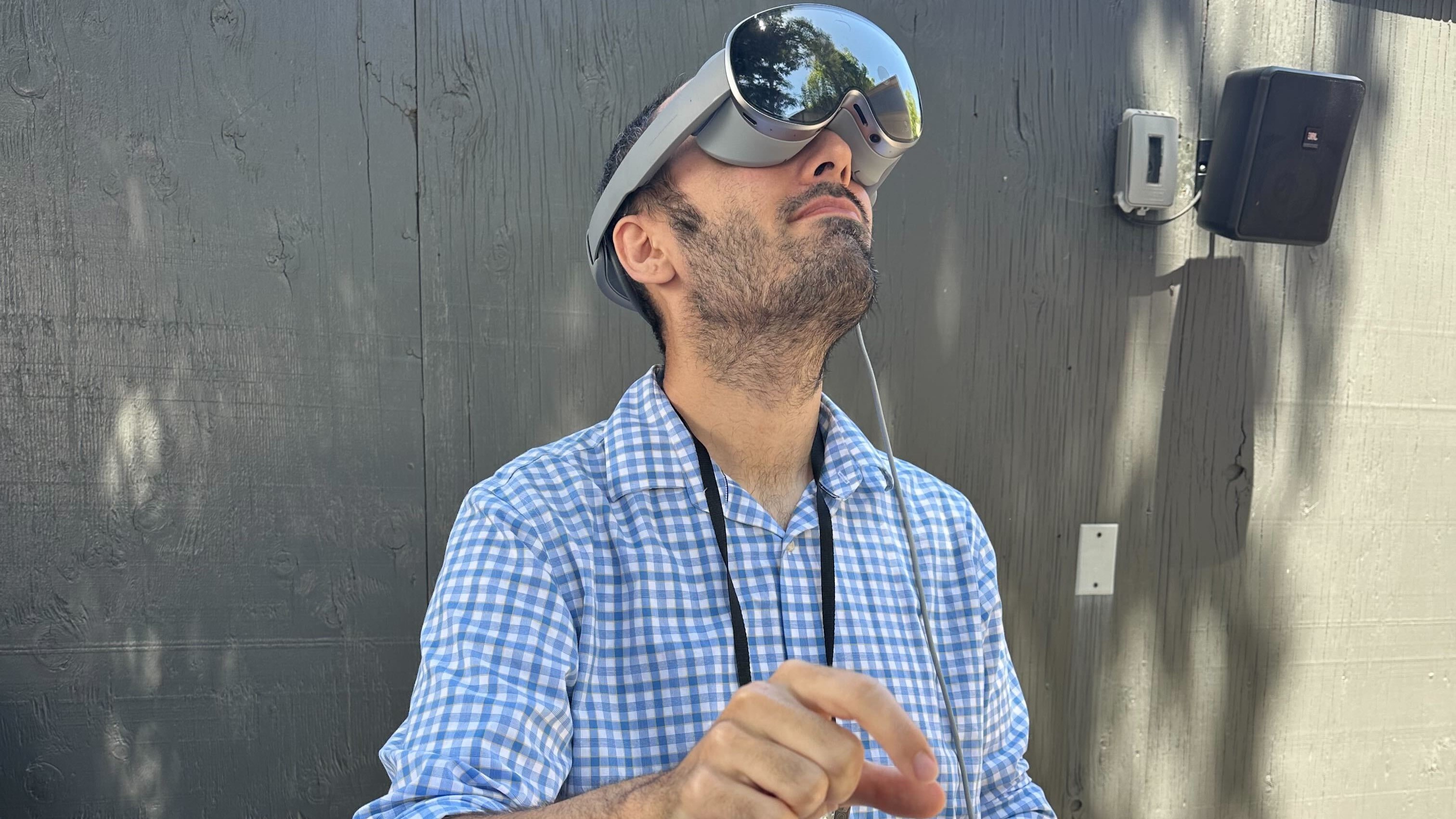 Michael Hicks testing Android XR on Samsung Project Moohan at Google I/O 2025