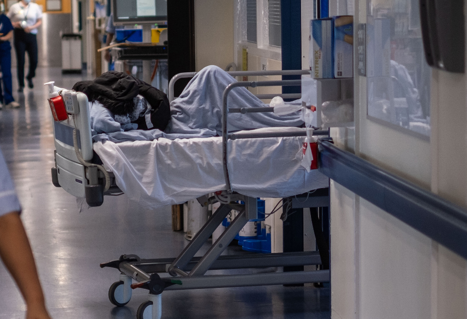 A patient on a hospital trolley