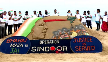 Five-tonne sand sculpture at Puri sea beach honours Indian armed forces