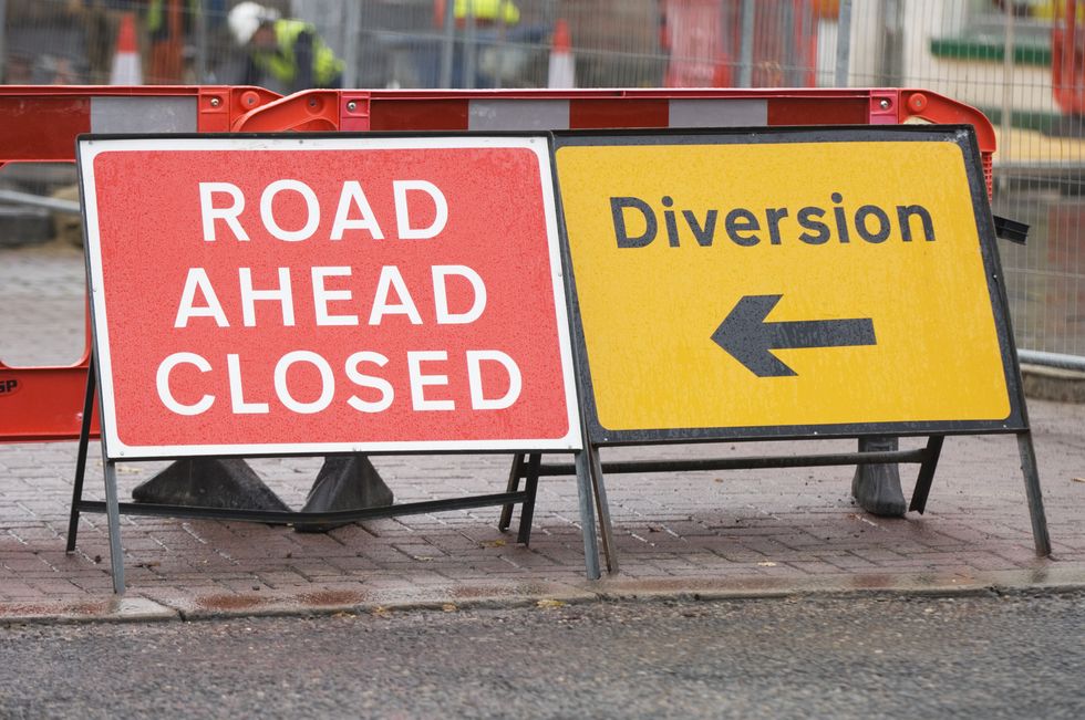 Road closure signs