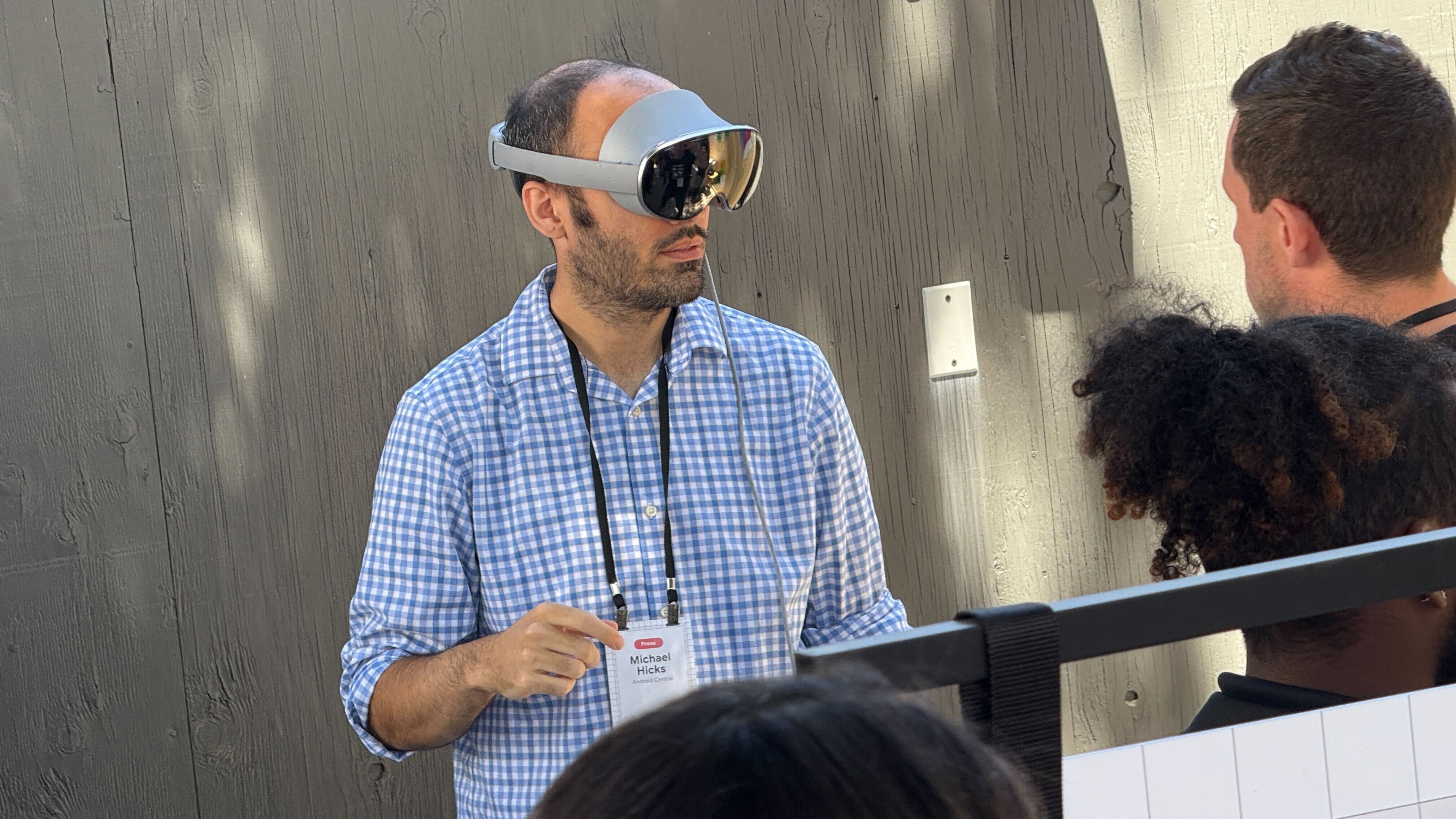 Michael Hicks testing Android XR on Samsung Project Moohan at Google I/O 2025