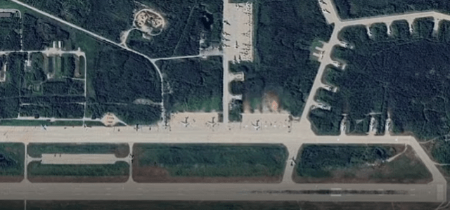 Satellite image of Russian troops amassed near the Finland border.