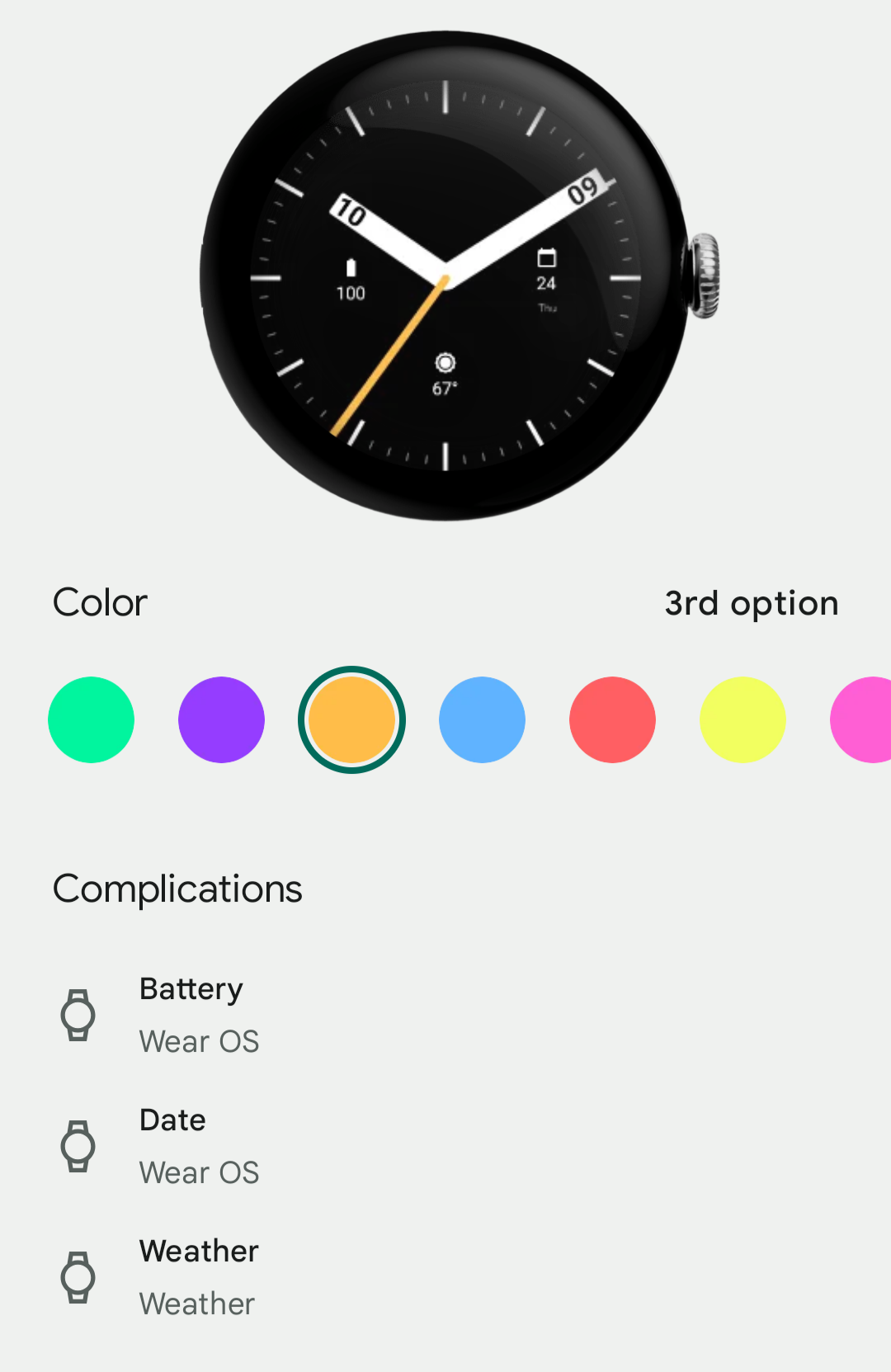 Digalog watch face options.
