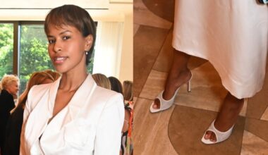Sabrina Elba Pops On Flattering White Mesh Pumps At Luncheon In London