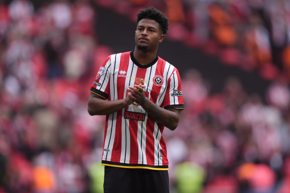 Rhian Brewster of Sheffield United at Wembley Stadium.