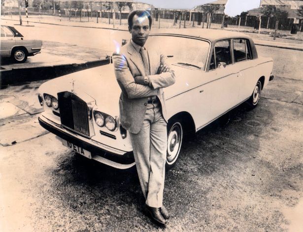 Michael Showers pictured in the 1980s with his distinctive white Rolls Royce