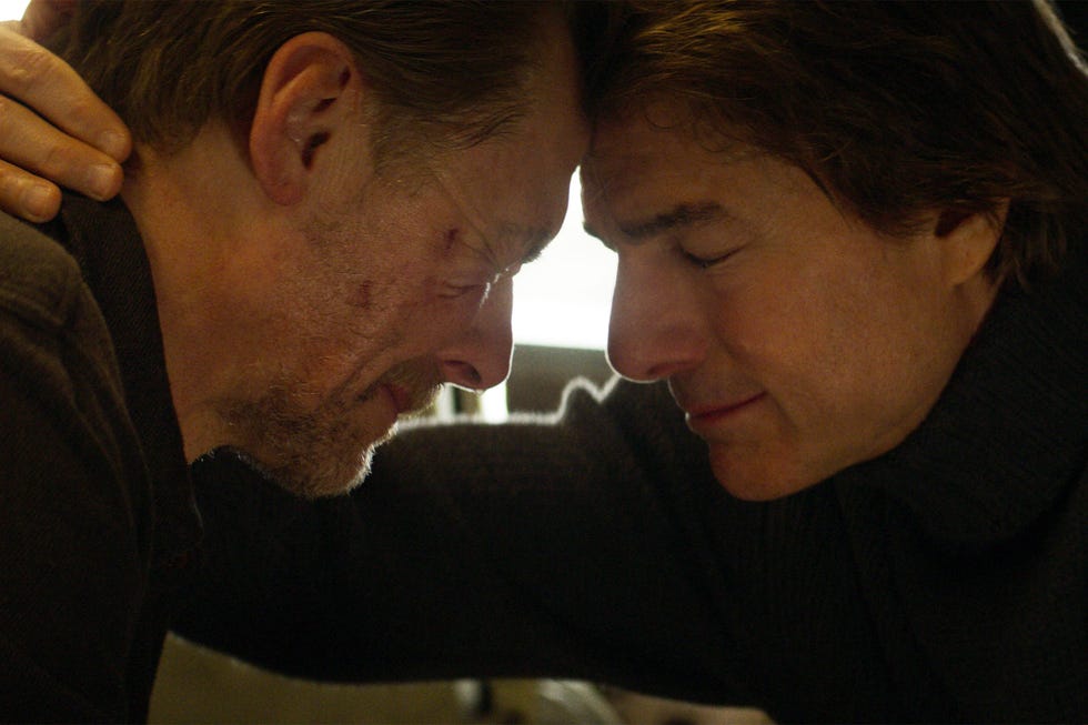tom cruise as ethan hunt, simon pegg as benji dunn, mission impossible 8 final reckoning