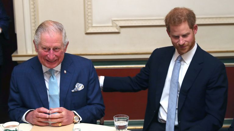 File photo dated 12/12/18 of King Charles III, then Prince of Wales, and the Duke of Sussex during a discussion about violent youth crime at a forum held at Clarence House in London. The Duke of Sussex's relationship with the King remains "distant", with Harry's letters and calls to his father going unanswered, sources have said. Issue date: Tuesday April 15, 2025.


